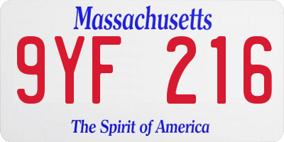 MA license plate 9YF216