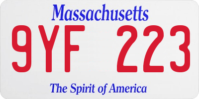 MA license plate 9YF223