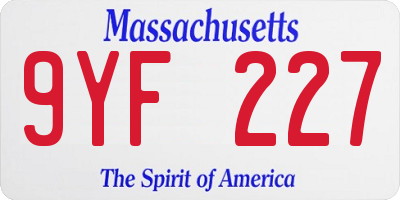 MA license plate 9YF227