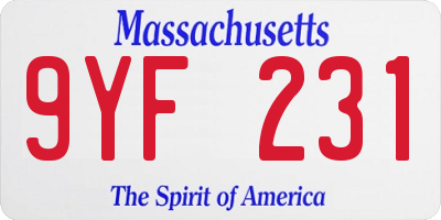 MA license plate 9YF231