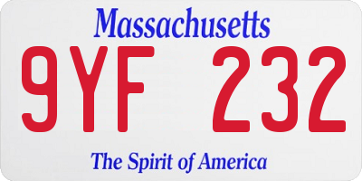 MA license plate 9YF232