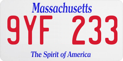 MA license plate 9YF233
