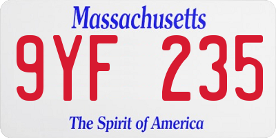 MA license plate 9YF235