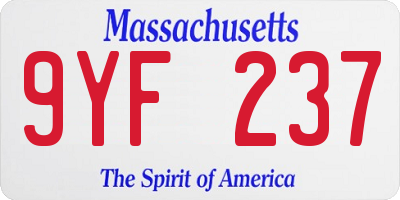 MA license plate 9YF237