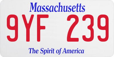 MA license plate 9YF239