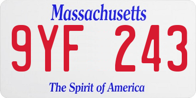 MA license plate 9YF243
