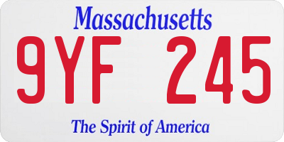 MA license plate 9YF245