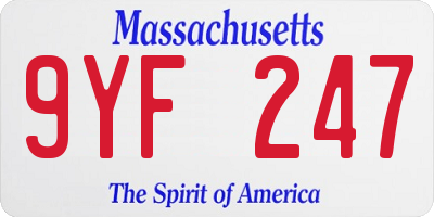 MA license plate 9YF247