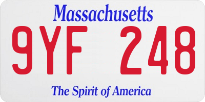 MA license plate 9YF248