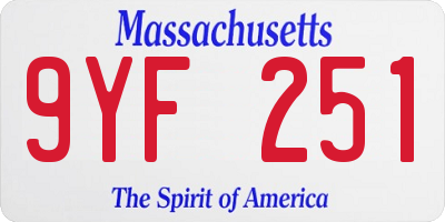 MA license plate 9YF251