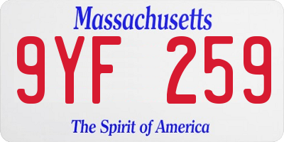 MA license plate 9YF259