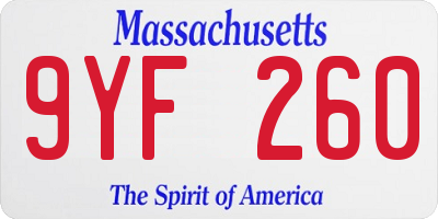 MA license plate 9YF260