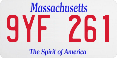 MA license plate 9YF261