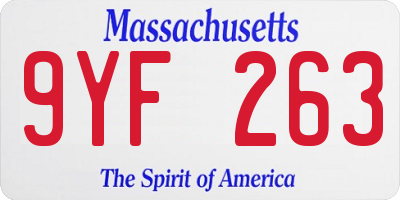 MA license plate 9YF263