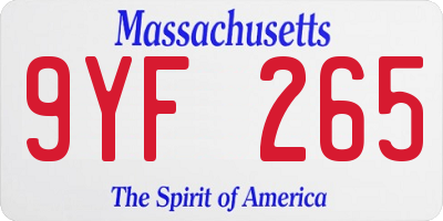 MA license plate 9YF265