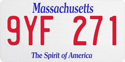 MA license plate 9YF271