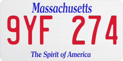 MA license plate 9YF274