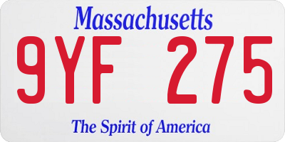 MA license plate 9YF275