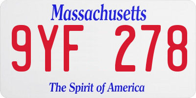 MA license plate 9YF278