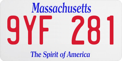 MA license plate 9YF281