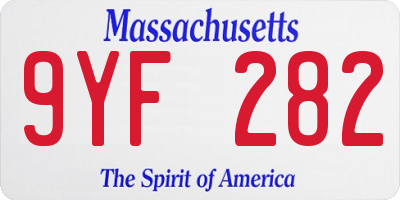 MA license plate 9YF282