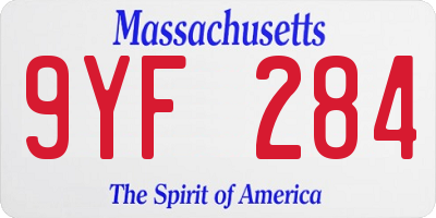 MA license plate 9YF284