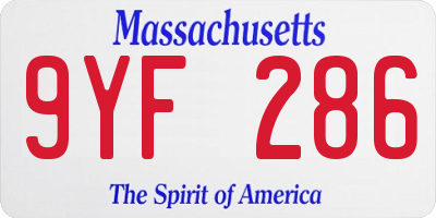 MA license plate 9YF286
