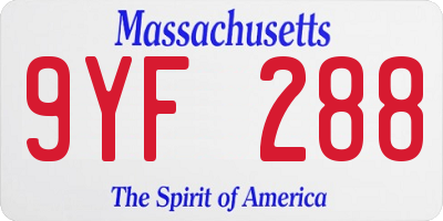 MA license plate 9YF288
