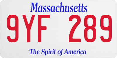 MA license plate 9YF289