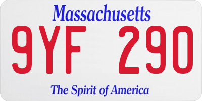 MA license plate 9YF290