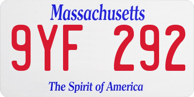 MA license plate 9YF292