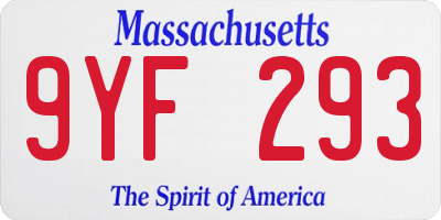 MA license plate 9YF293