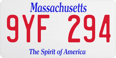 MA license plate 9YF294