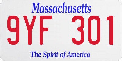 MA license plate 9YF301