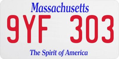 MA license plate 9YF303