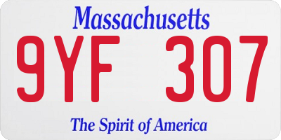MA license plate 9YF307