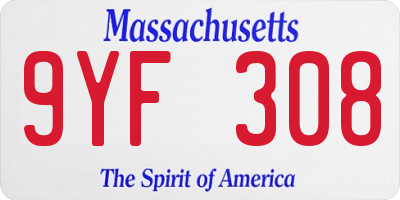 MA license plate 9YF308