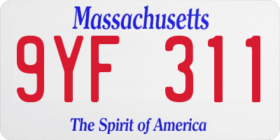 MA license plate 9YF311