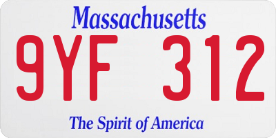 MA license plate 9YF312