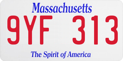 MA license plate 9YF313