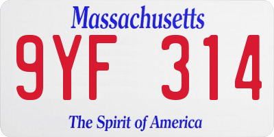 MA license plate 9YF314