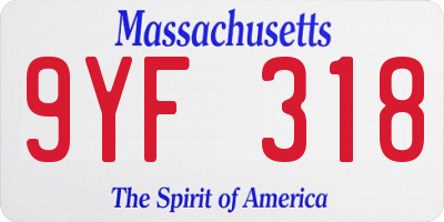 MA license plate 9YF318