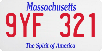 MA license plate 9YF321