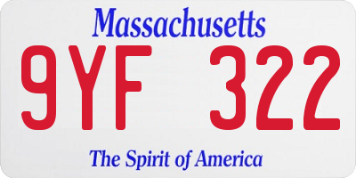 MA license plate 9YF322