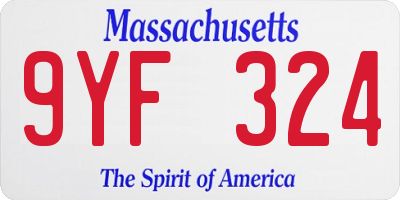 MA license plate 9YF324
