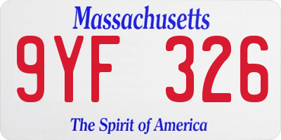 MA license plate 9YF326