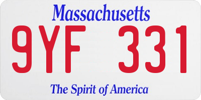 MA license plate 9YF331