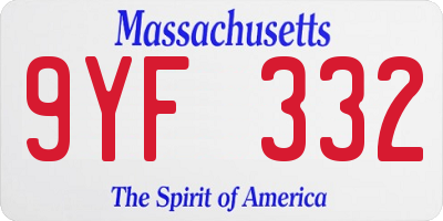 MA license plate 9YF332