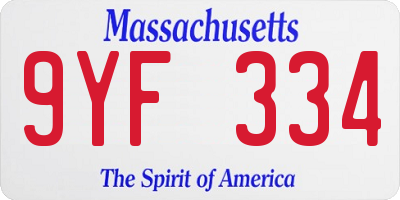 MA license plate 9YF334