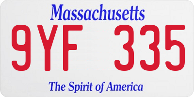 MA license plate 9YF335